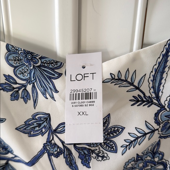 LOFT‎ Women's Blue Floral Top Sz XXL - Picture 5 of 13